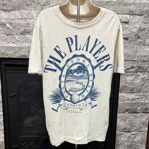 Abercrombie & Fitch Cream Tee with Navy Logo Print
